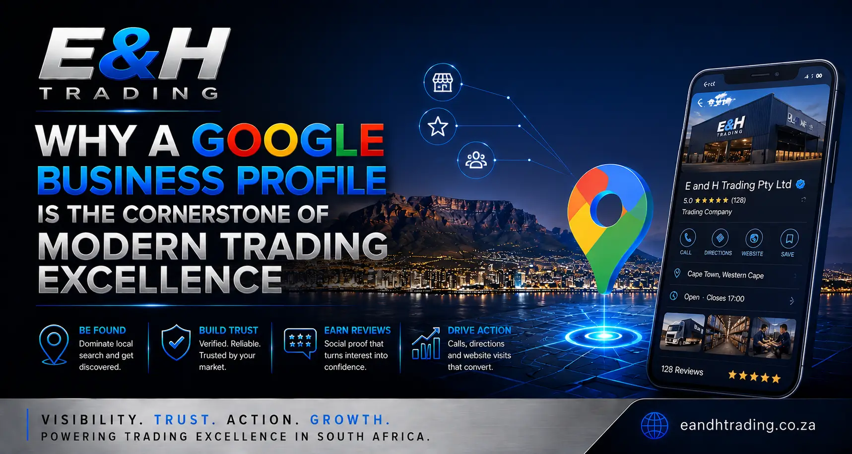 Google Business Profile integrated with a South African digital network, local search visibility, customer trust, and business growth infrastructure.