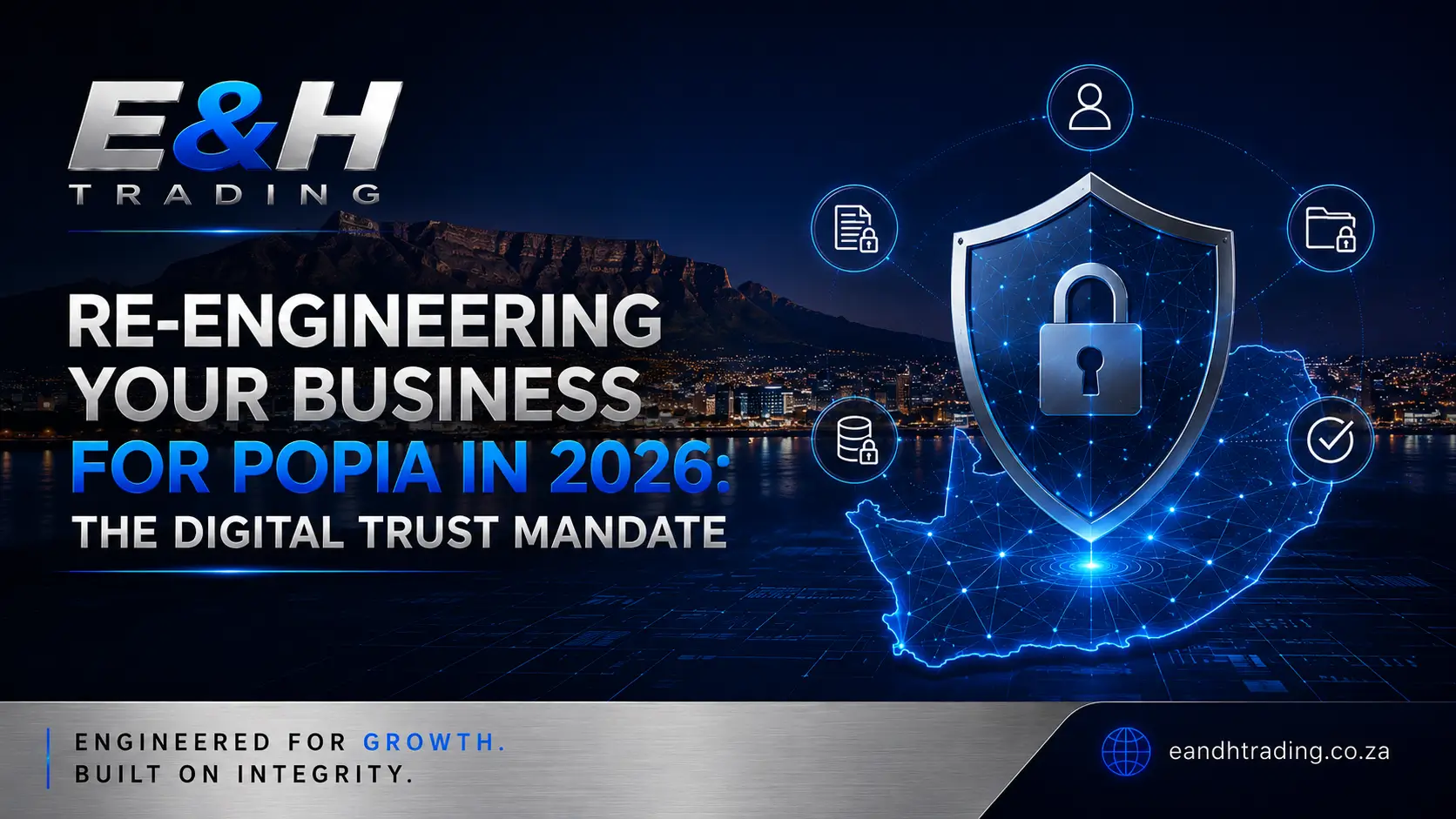 POPIA compliance and digital trust infrastructure in South Africa featuring cybersecurity, data protection, secure digital systems, and regulatory compliance.