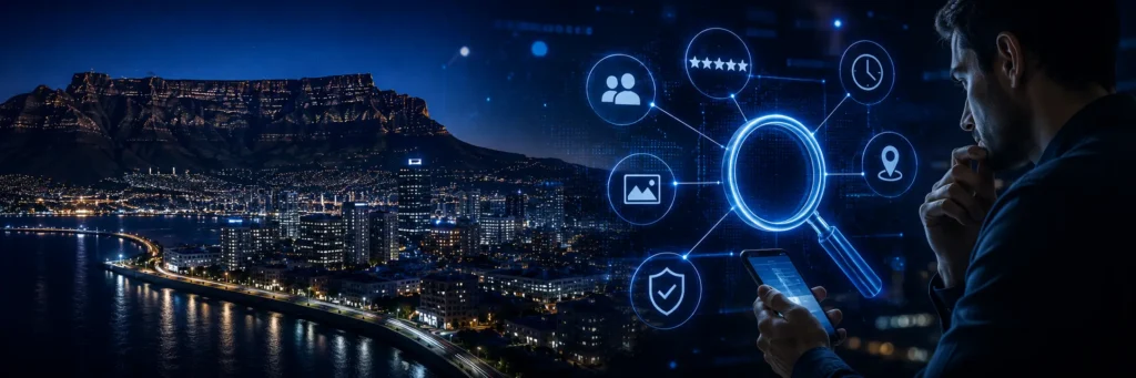 South African consumers researching businesses online using search engines, reviews, maps, and digital trust signals.