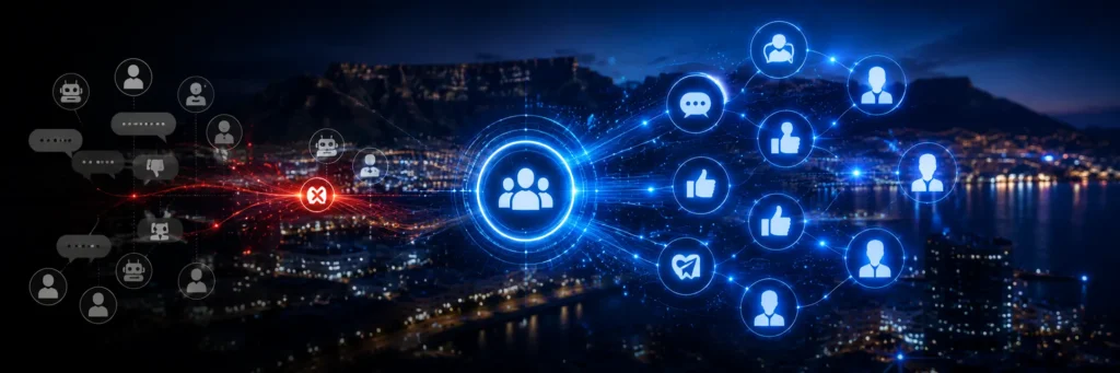 AI filtering spam interactions while promoting meaningful conversations, shares, and professional social engagement.