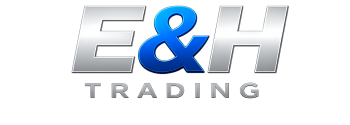 E and H Trading official metallic blue and chrome logo